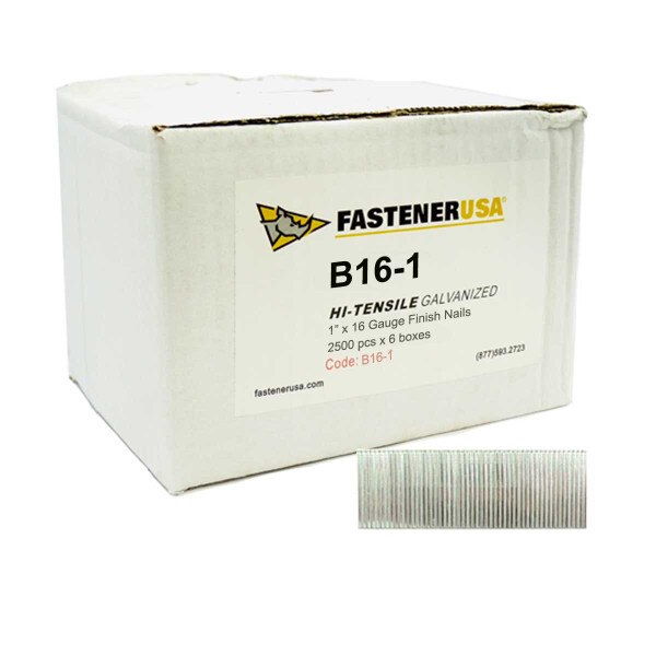 1" FINISH NAILS 16 GAUGE GALVANIZED 15,000ct FastenerUSA